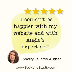 Sherry Fellores testimonial for Bookend Creative Studio author website design